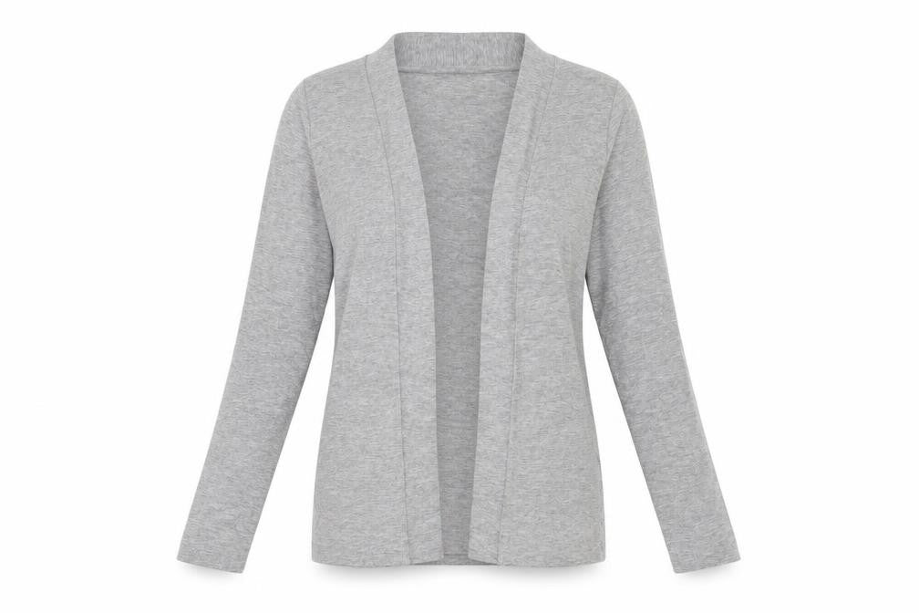 Front view of Bonprix women’s grey cardigan jumper, size XS
