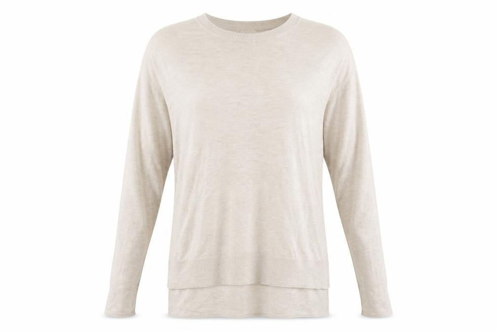 Front view of H&M women’s beige knit jumper, size XS