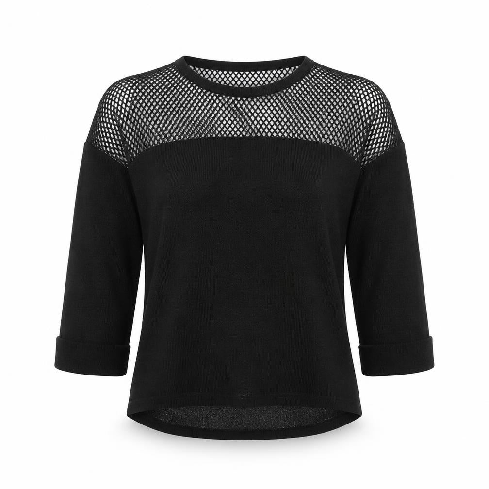 Front view of River Island women’s black knit jumper, size UK 8