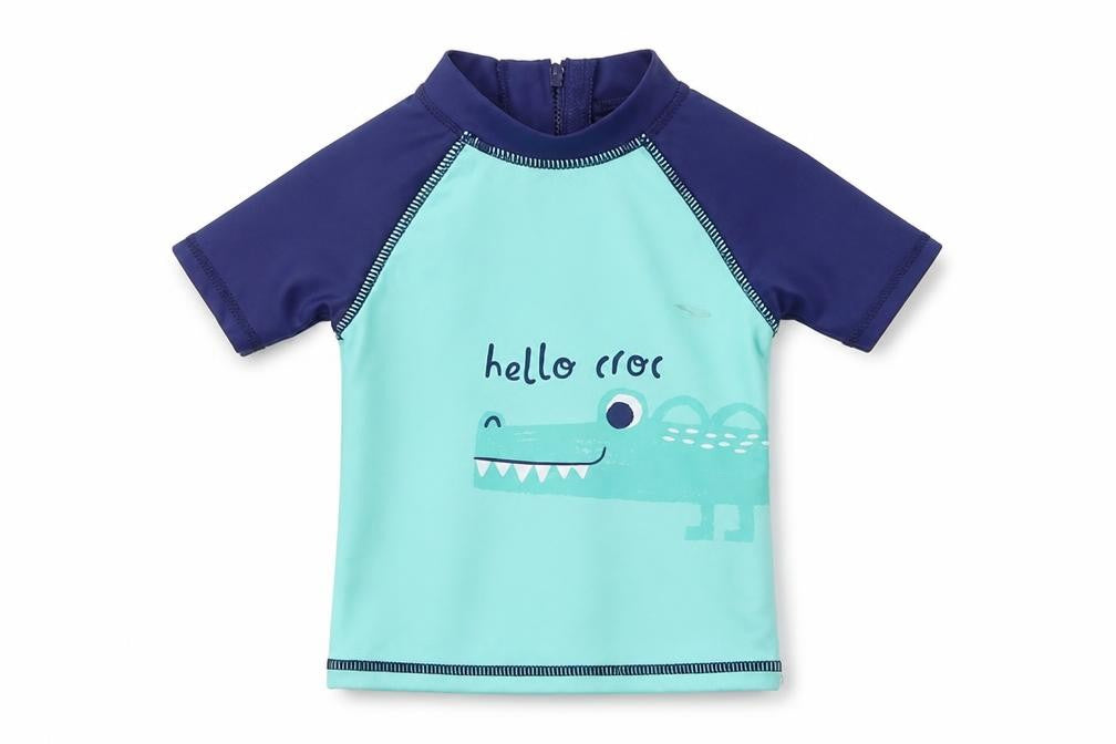 Front view of lullaby Baby Blue Basic T-Shirt, size 6-9, Months