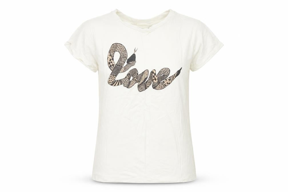 Front view of H&M women’s white basic t-shirt, size S