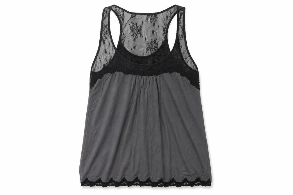 Front view of Max Studio women’s grey basic tank, size M