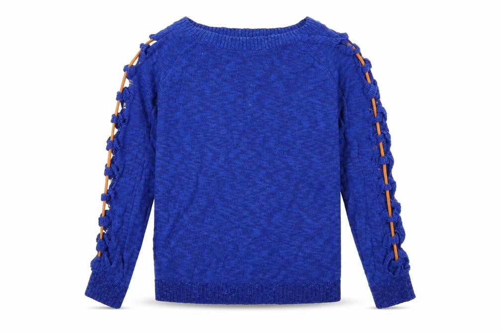 Front view of Joinus women’s blue knit jumper, size S