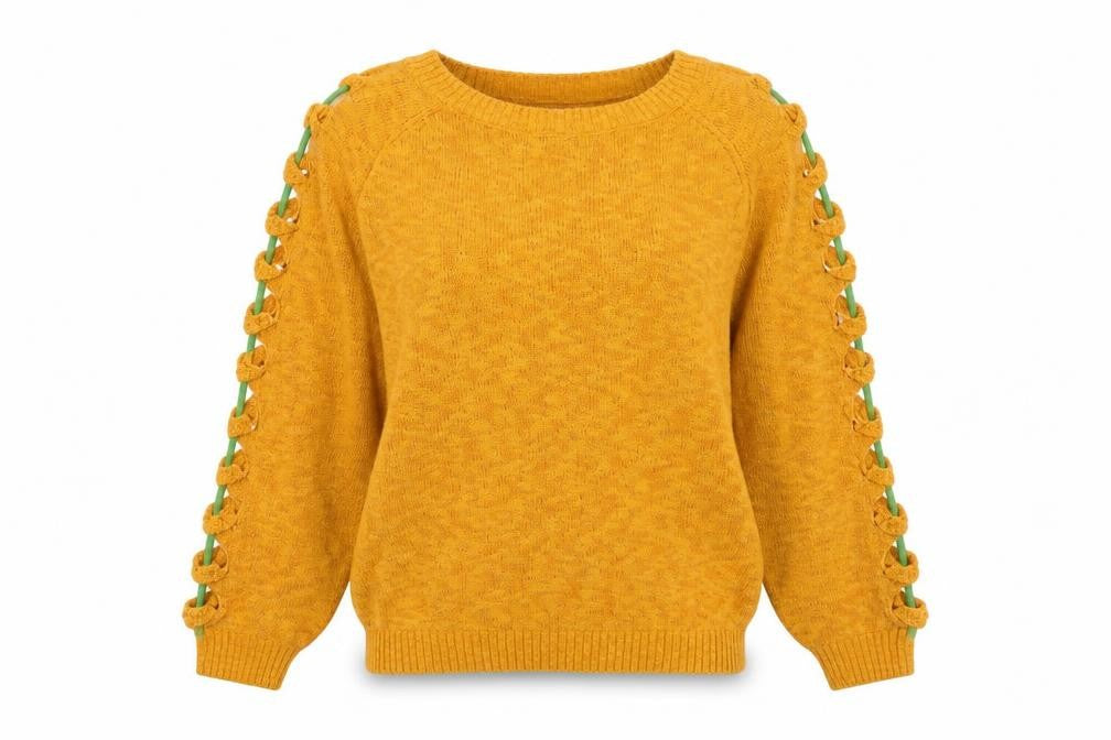 Front view of Joinus women’s orange knit jumper, size S