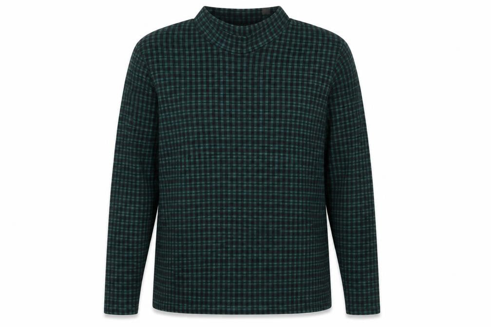 Front view of Primark women’s green check jumper, size UK 18