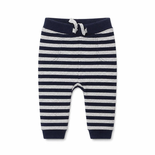 George Boys Blue Striped  Jogger Trousers Size 3-6 Months  - Waist 14in; Inside  leg 6in