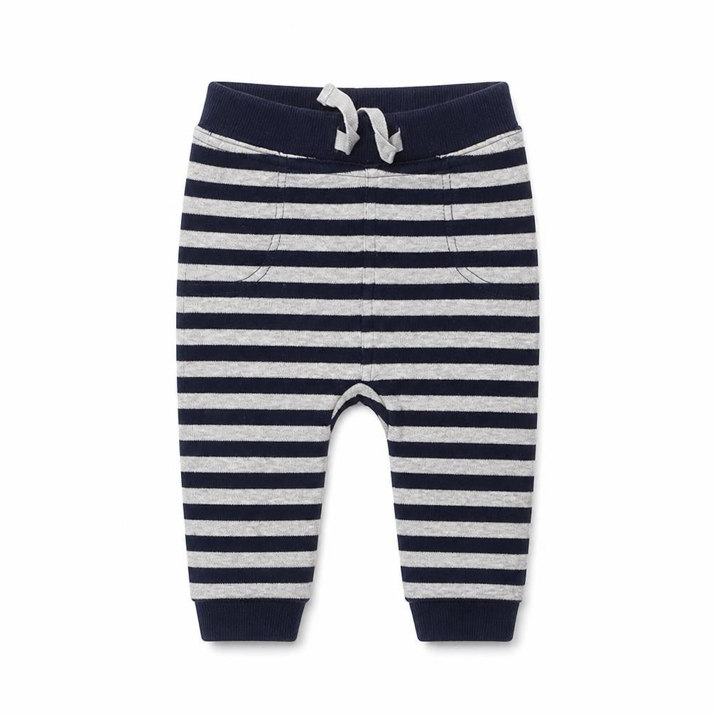 George Boys Blue Striped  Jogger Trousers Size 3-6 Months  - Waist 14in; Inside  leg 6in