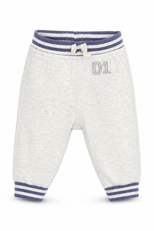 Front view of George boys’ white jogger leggings, size 6-9, months - waist 14in; inside leg 7in