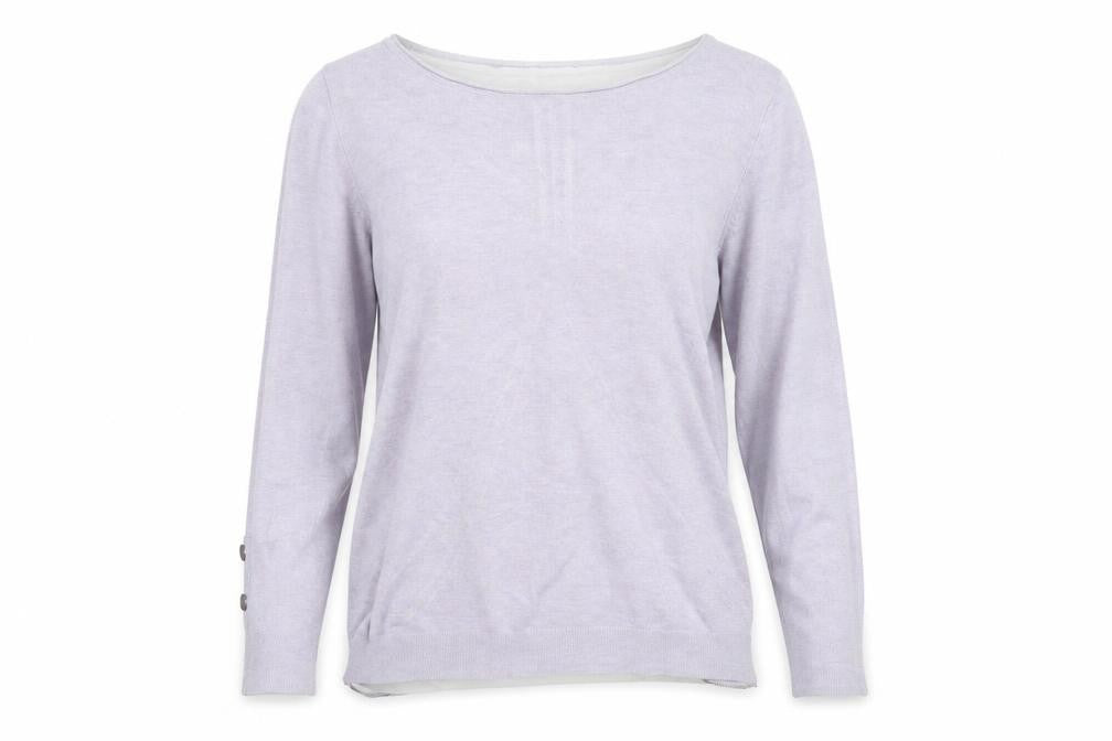 Front view of Mini Velvet women’s purple jumper, size UK 14