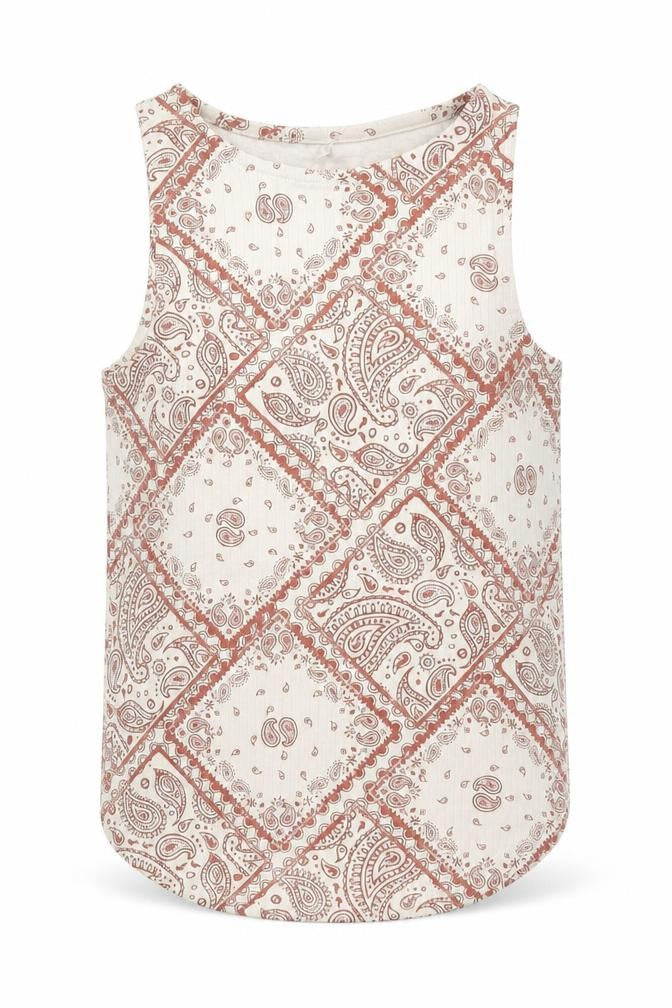 Front view of George girls’ brown paisley basic tank, size 9-10, years