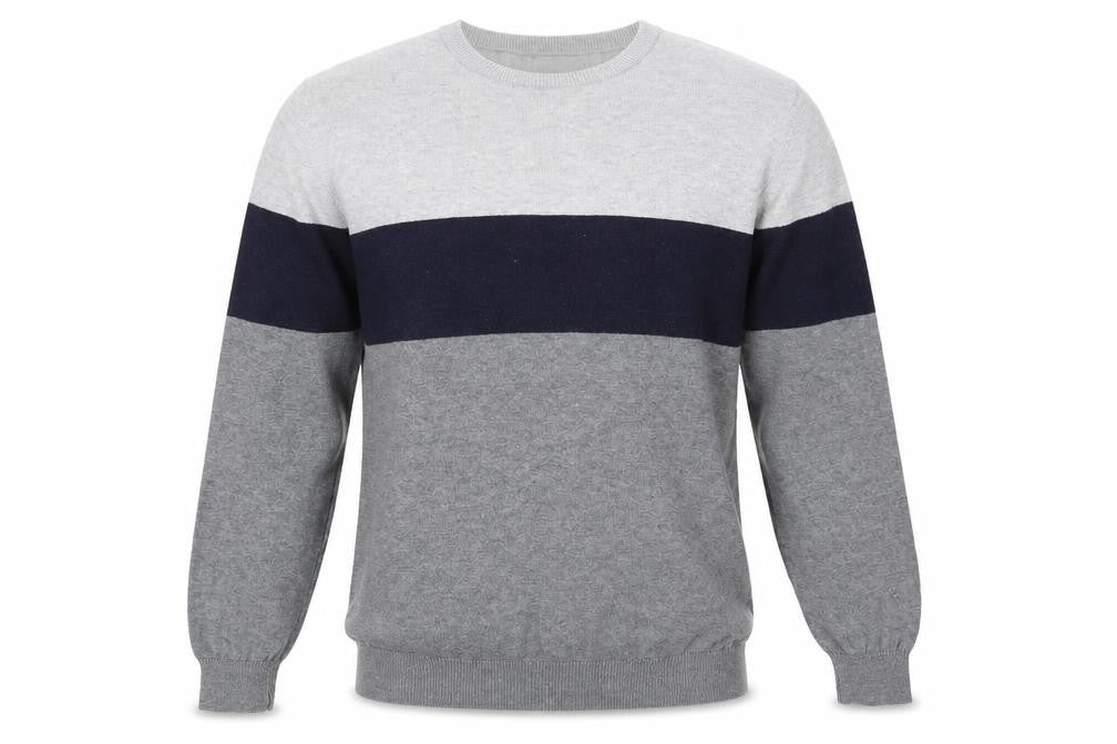 Front view of ACW58 men’s multicoloured jumper, size M