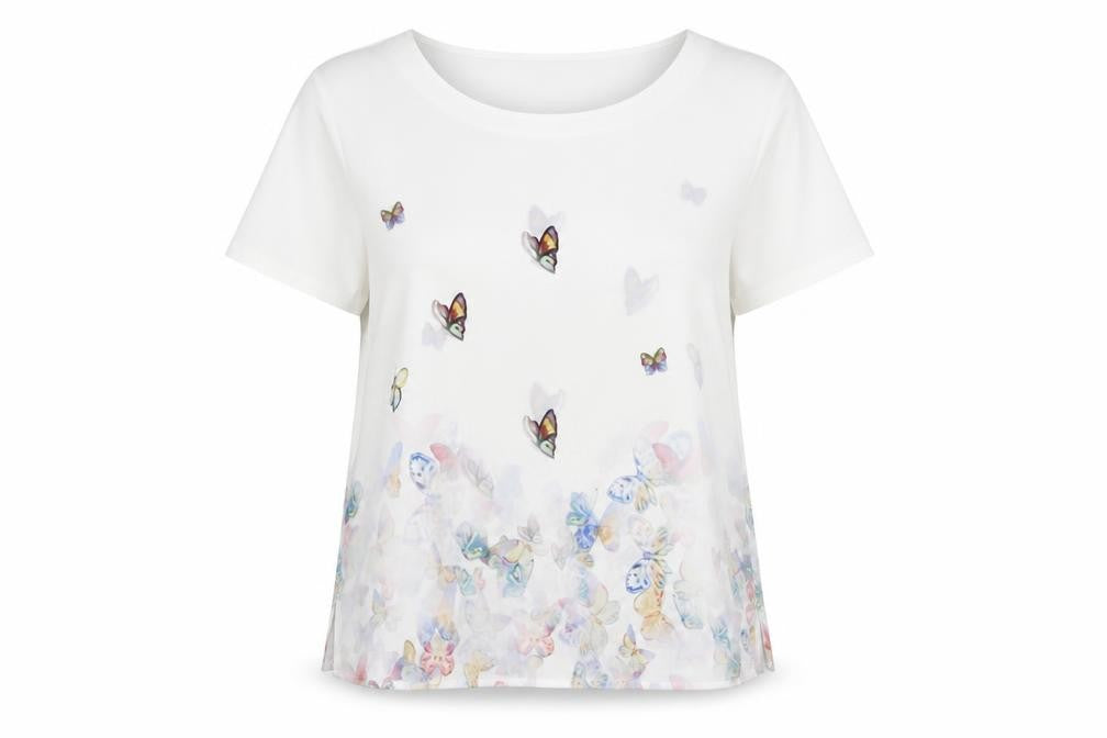 Front view of Preworn women’s white basic blouse, size L