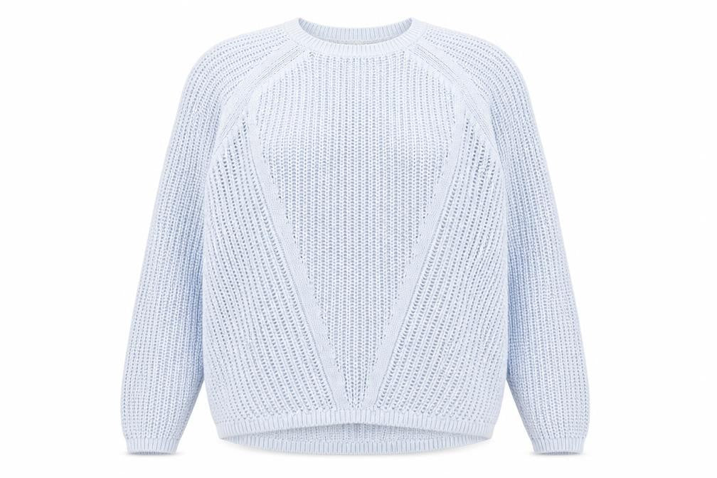 Front view of H&M women’s blue jumper, size M