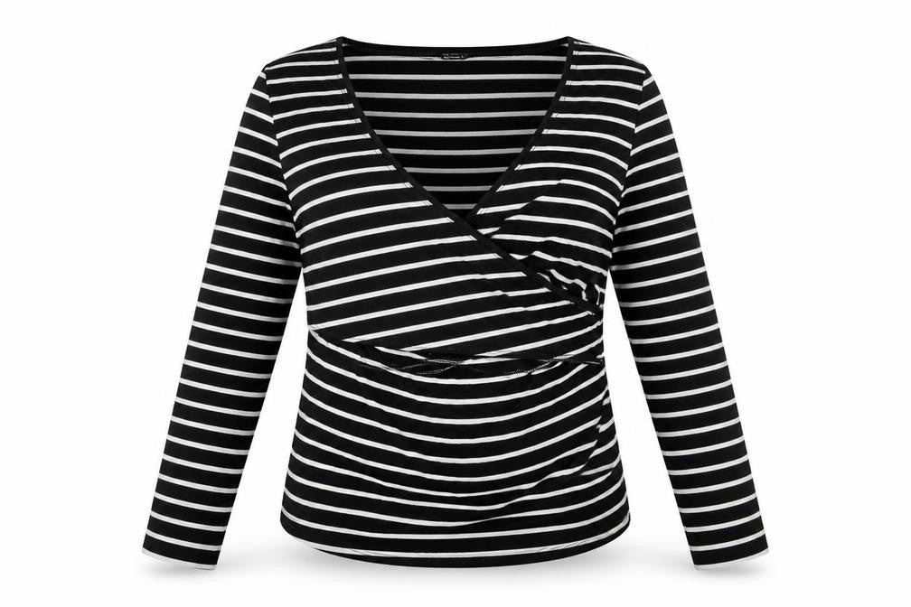 Front view of SHEIN women’s multicoloured striped basic t-shirt, size S