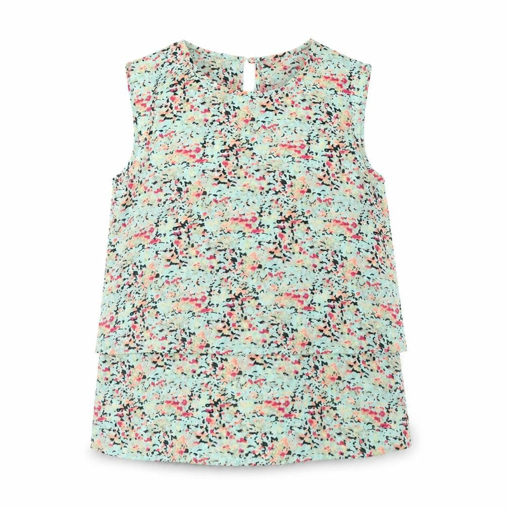 Front view of YD girls’ multicoloured floral basic blouse, size 12-13, years