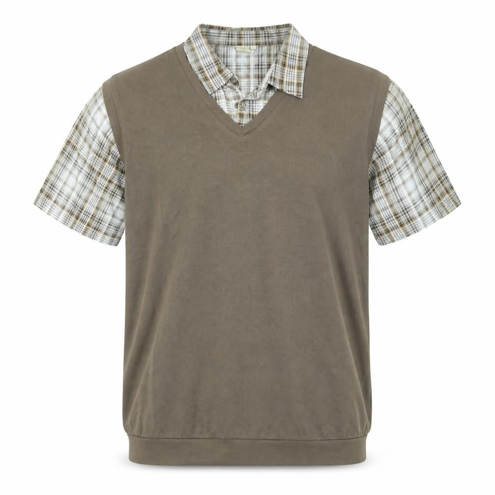 Front view of Cotton Traders men’s brown pullover sweatshirt, size L