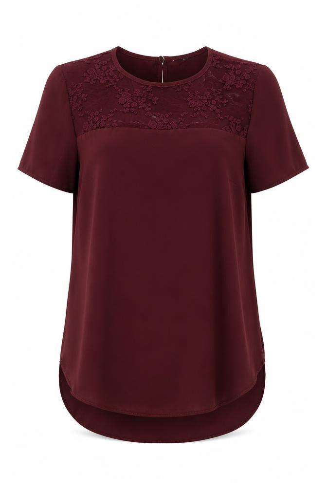 Front view of New Look women’s red basic blouse, size UK 6