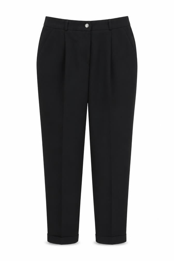 Front view of New Look women’s black trousers, size UK 14, 28-inch leg
