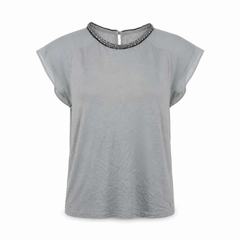 Front view of Next women’s grey basic t-shirt, size UK 14