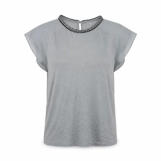 Front view of Next women’s grey basic t-shirt, size UK 14