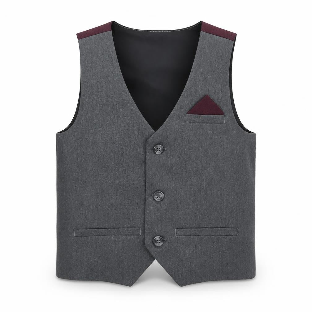 Front view of Preworn boys’ grey jacket waistcoat, size 3-4, years