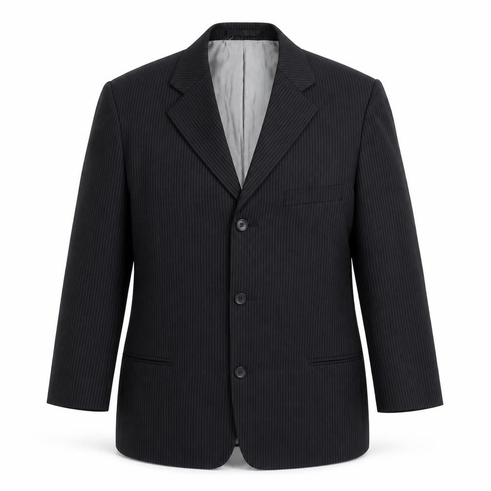 Front view of Device women’s black striped jacket suit jacket, size UK 16