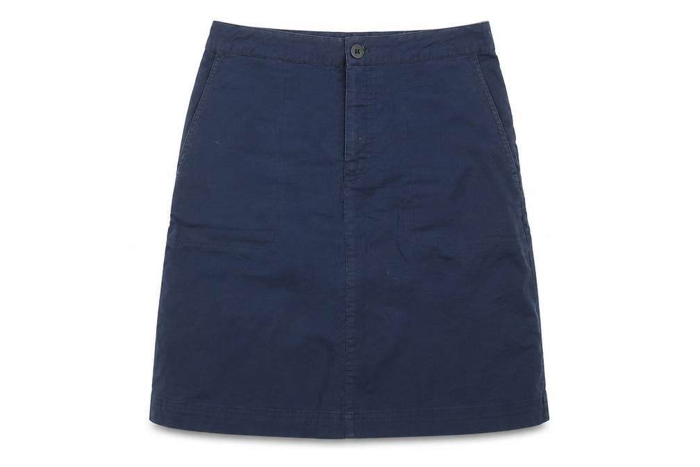 Front view of Gap women’s blue a-line skirt, size L