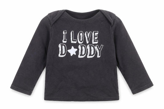 Front view of F&F girls’ grey basic t-shirt, size 12-18, months - i love daddy