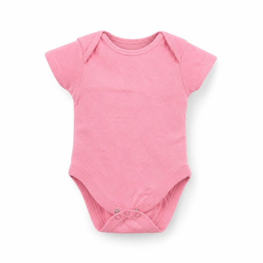 Front view of Primark girls’ pink babygrow one-piece, size 6-9, months