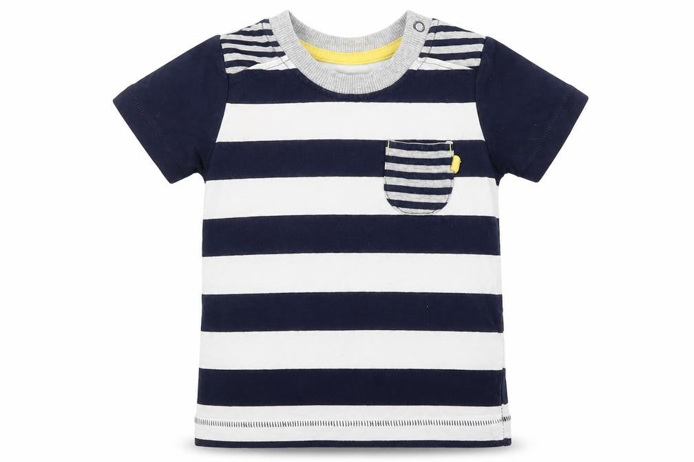 Front view of George Baby Blue Striped Basic T-Shirt, size 6-9, Months
