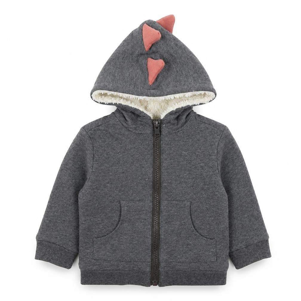 Front view of Tommy Bahama Baby Grey Full Zip Jumper, size 9-12, Months