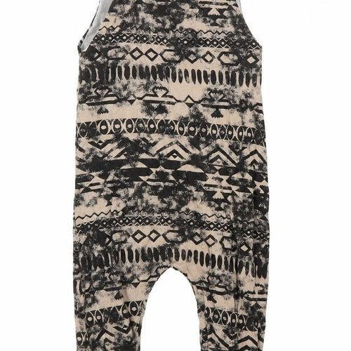 Ginikins Girls Brown Geometric  Dungaree One-Piece Size 12 Months