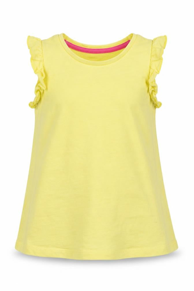 Front view of Matalan girls’ yellow basic t-shirt, size 2, years