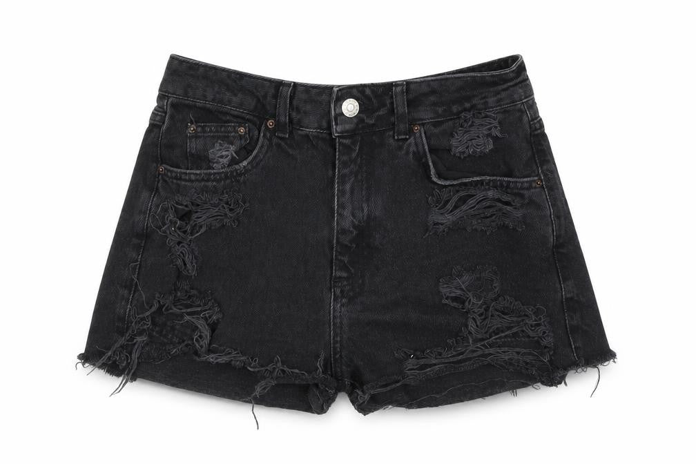 Topshop Womens Black  Denim Culotte Shorts Size 28 in