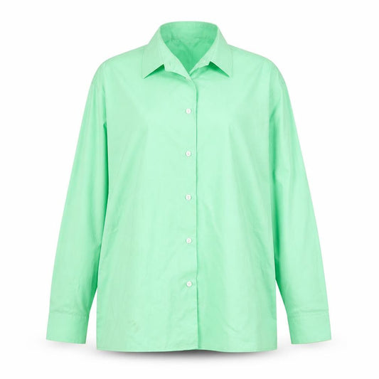 Front view of TruTex women’s green basic button-up, size M