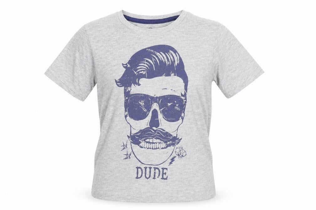 Front view of Matalan boys’ grey basic t-shirt, size 5, years