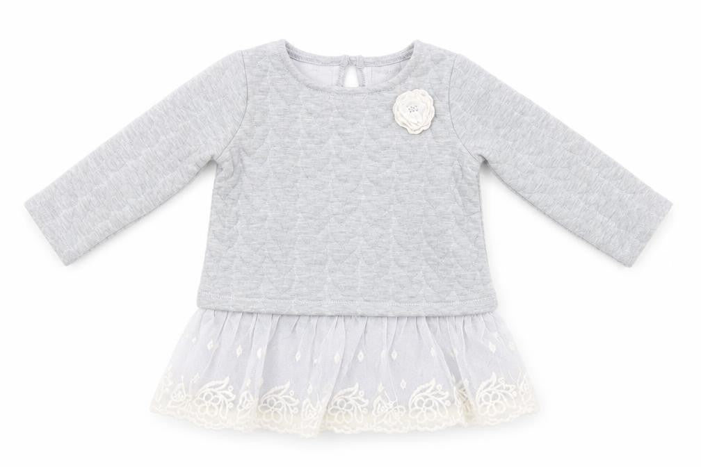 Front view of F&F girls’ grey basic casual, size 6-9, months