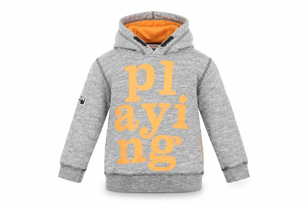 Front view of H&M boys’ grey pullover hoodie, size 5-6, years