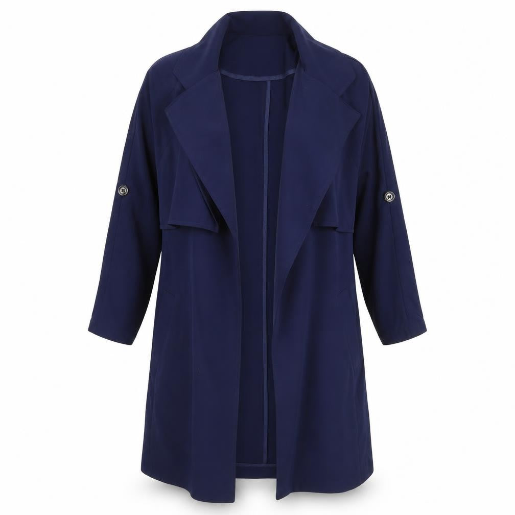 Front view of bess women’s blue jacket blazer, size M