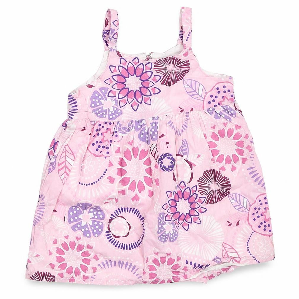 Front view of Pudding girls’ pink fit & flare, size 9-12, months