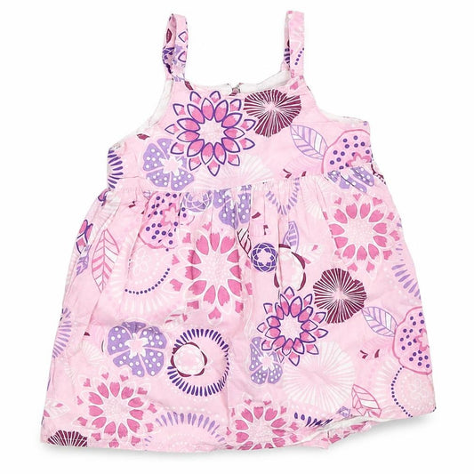 Front view of Pudding girls’ pink fit & flare, size 9-12, months
