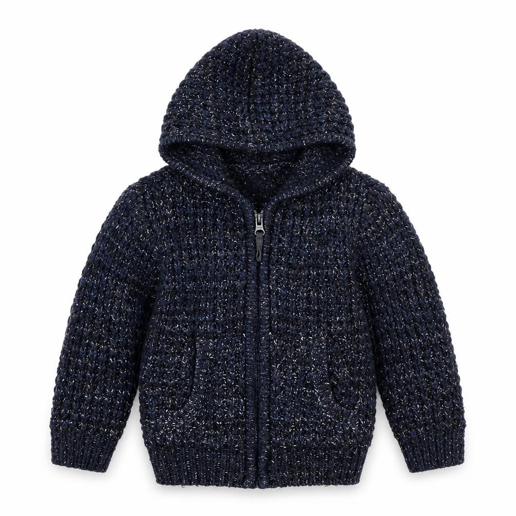 Front view of Joe Fresh boys’ blue full zip jumper, size 3, years
