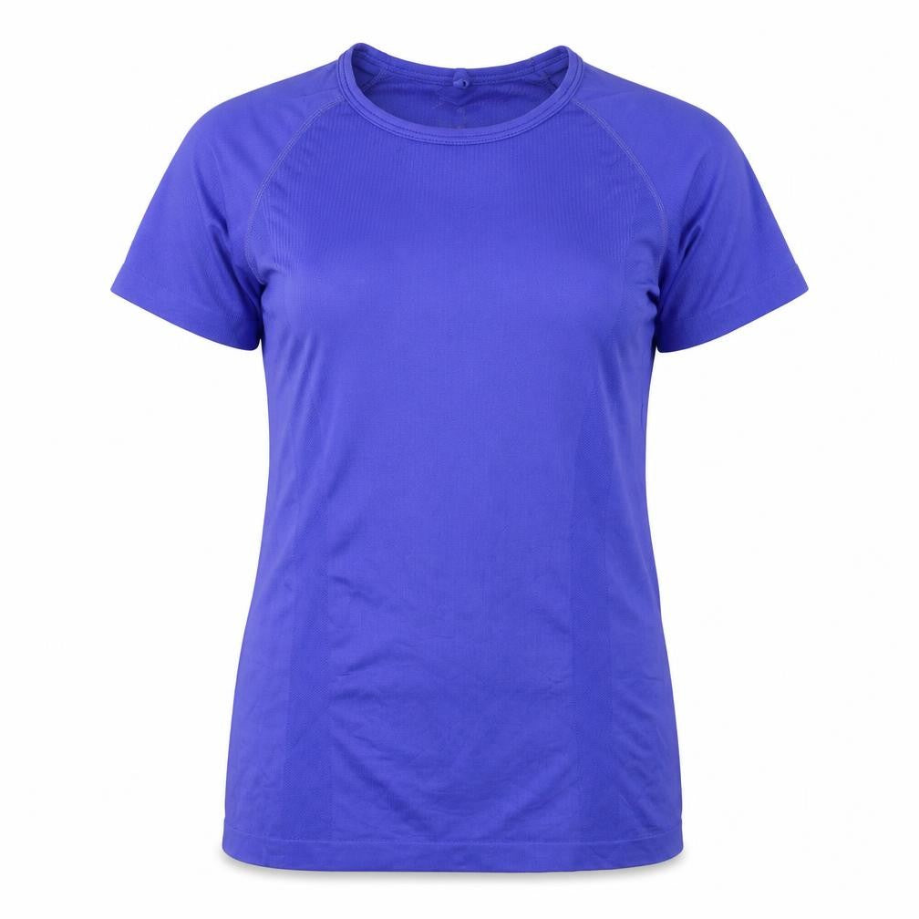 Front view of WorkOut women’s blue basic t-shirt, size UK 10