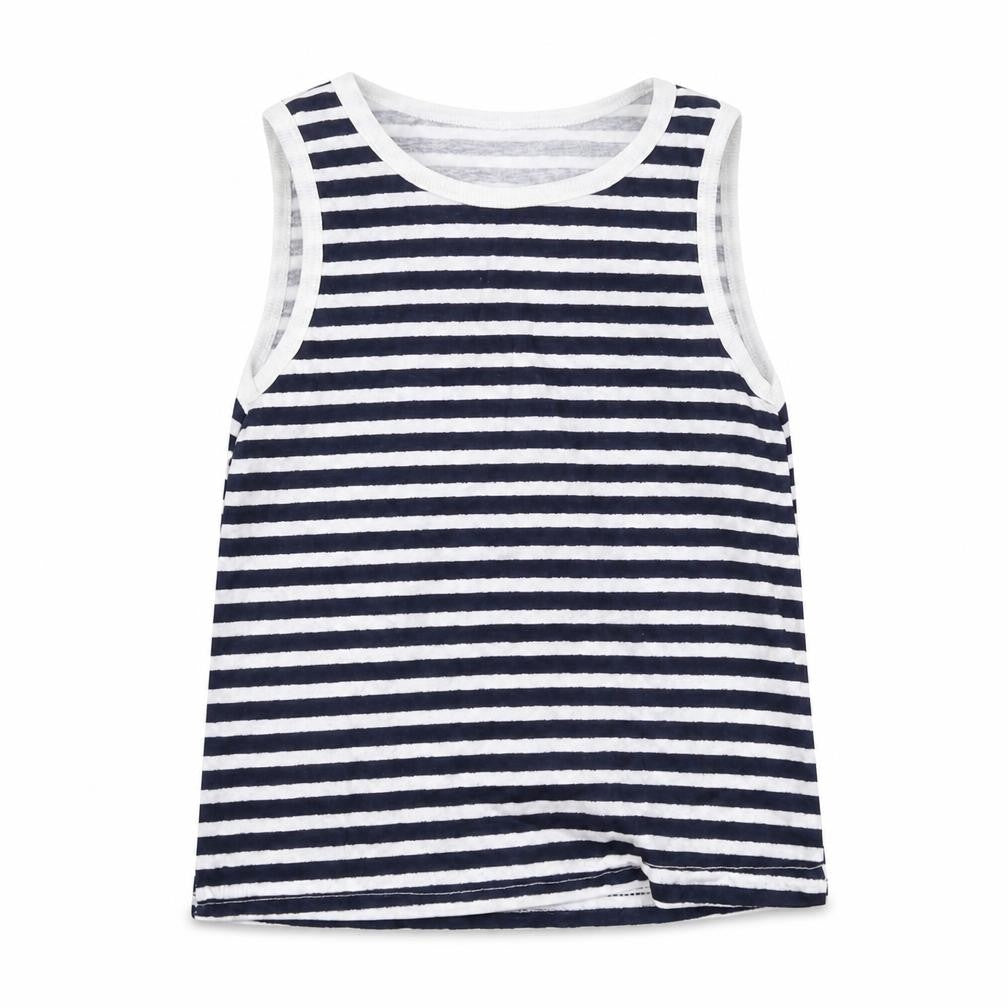 Front view of Primark girls’ white striped basic t-shirt, size 6-7, years
