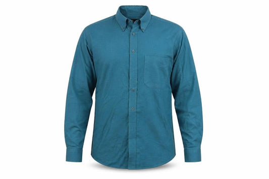 Front view of BHS men’s green button-up, size 14