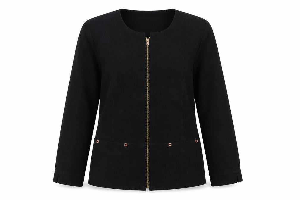Front view of Joella Di Marco women’s black jacket coat, size M