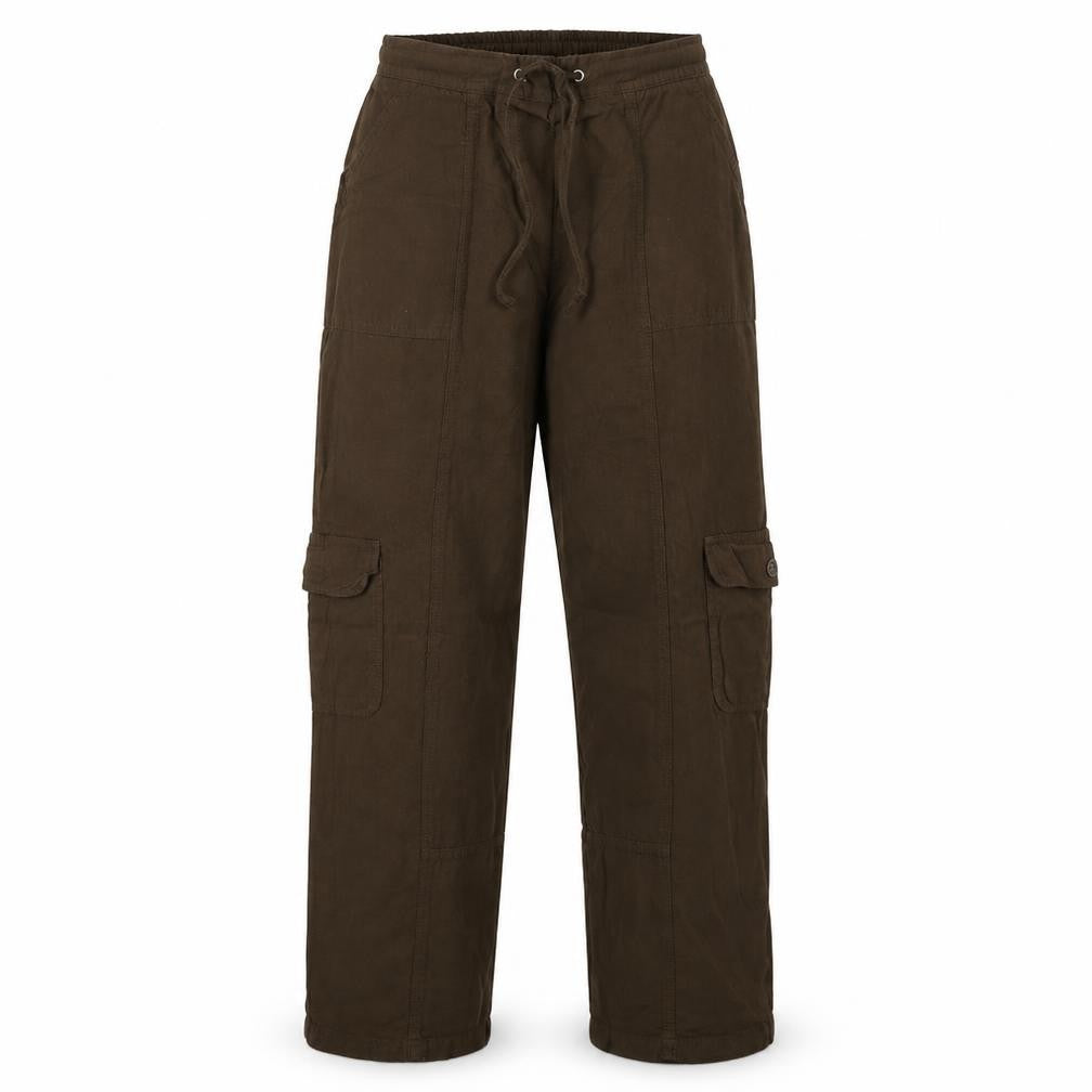 Front view of additions women’s brown trousers, size UK 10, 30-inch leg