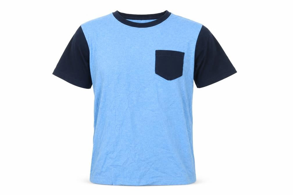 Front view of Lands' End boys’ blue basic t-shirt, size M