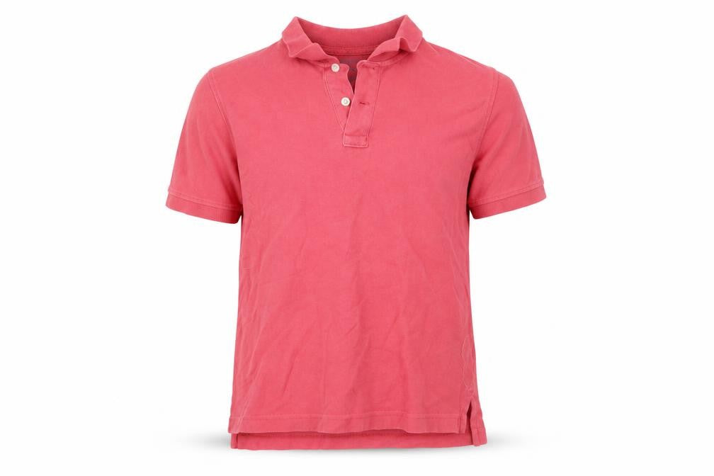 Front view of Land's End boys’ pink basic polo, size M