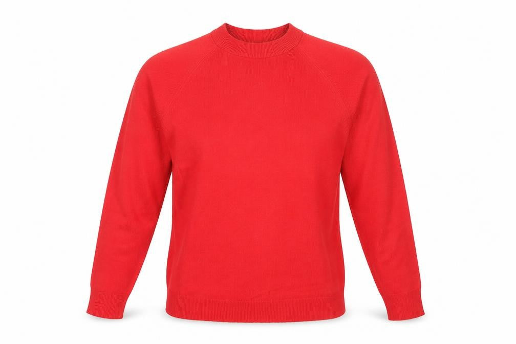 Front view of Straven women’s red jumper, size UK 8